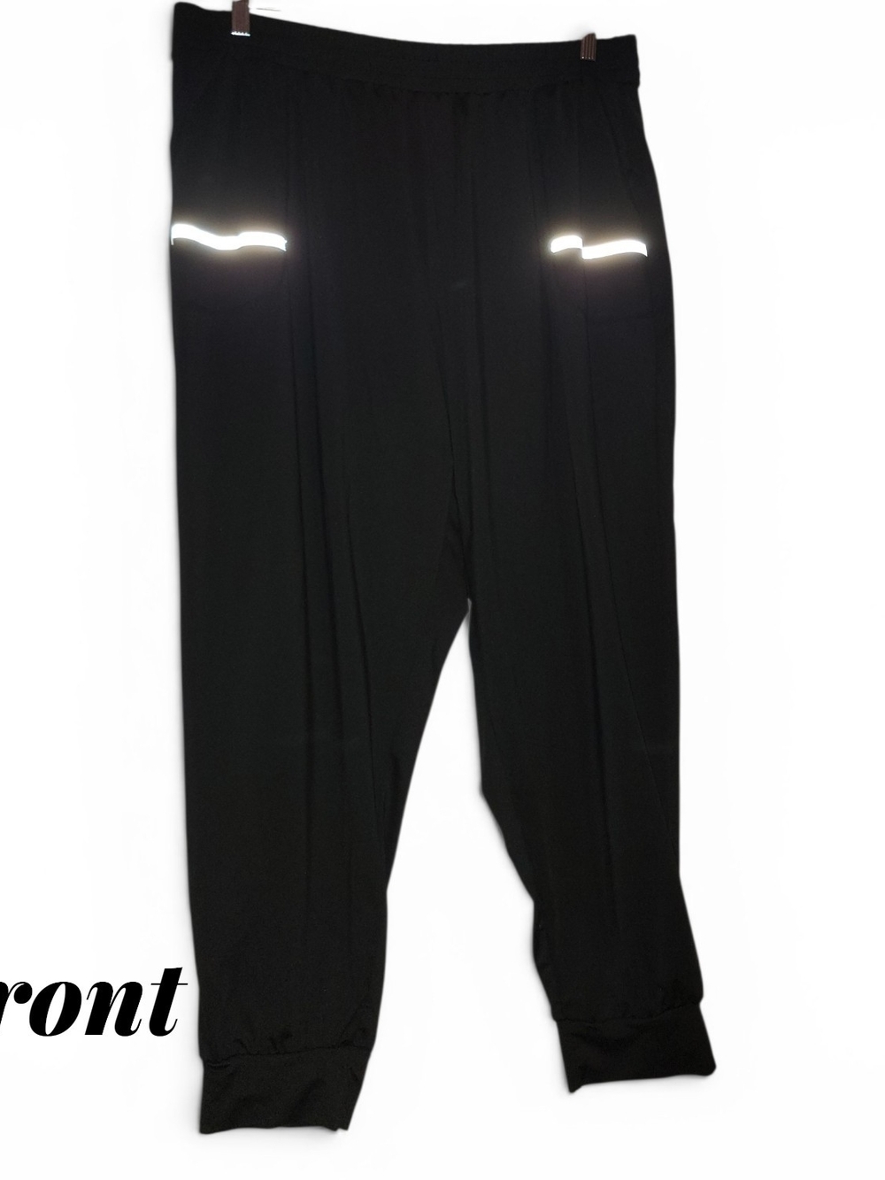 Black Capri Jogger Pants with Reflective Trim